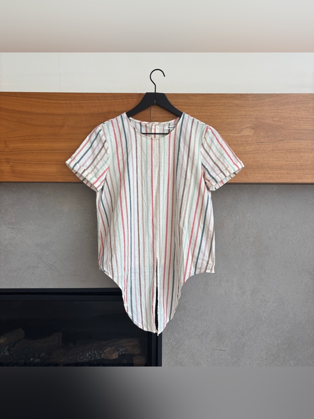 Madewell Striped Blouse Button Down Back Tie Front, Size XS